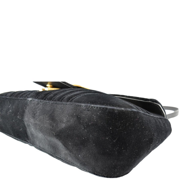 GUCCI GG Marmont Velvet Shoulder Bag Navy Blue 443496