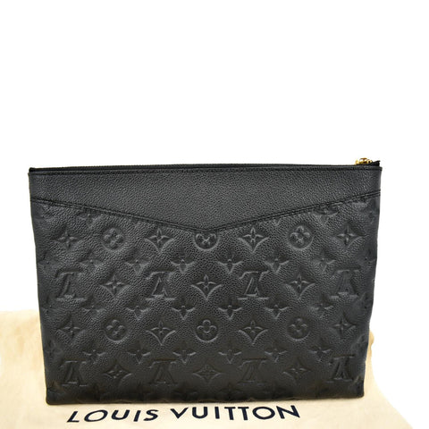 LOUIS VUITTON Daily Pouch Monogram Embossed Leather Clutch Bag Black