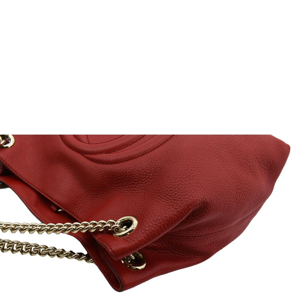 GUCCI Soho Pebbled Leather Chain Shoulder Bag Red 308982