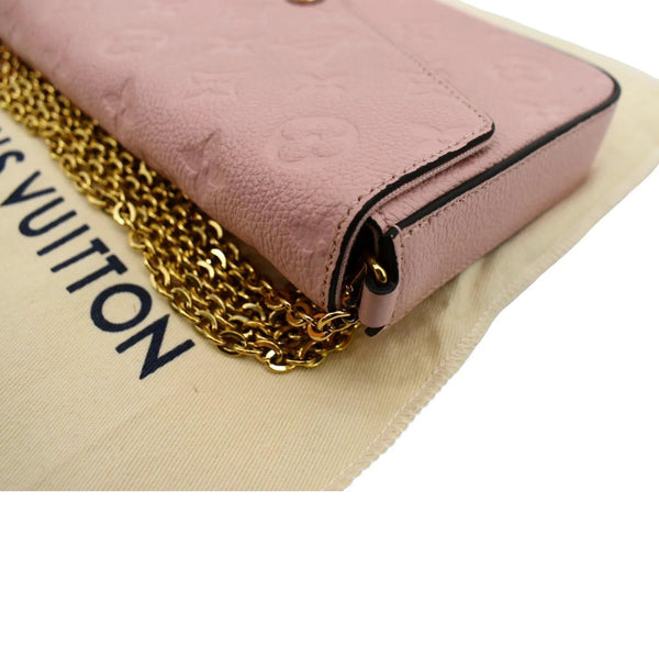 LOUIS VUITTON Pochette Felicie Monogram Empreinte Leather Chain Wallet Rose Poudre