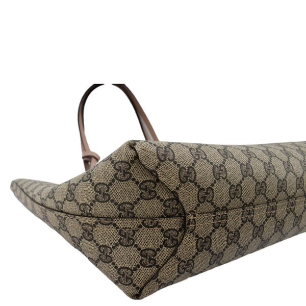 GUCCI Reversible GG Supreme Canvas Leather Tote Bag Beige