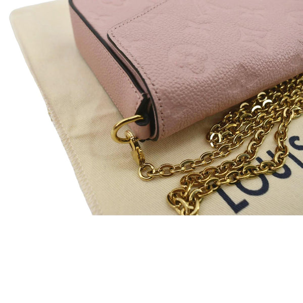 LOUIS VUITTON Pochette Felicie Monogram Empreinte Leather Chain Wallet Rose Poudre