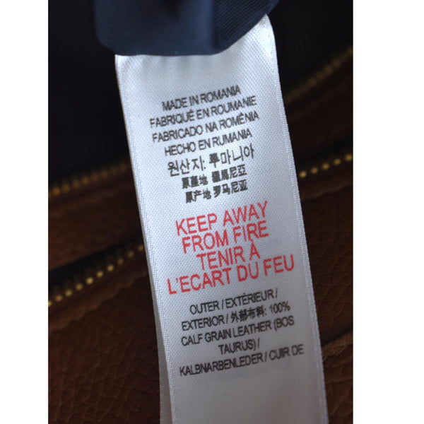 Burberry Logo Medium Embossed Leather Tote Bag in Tan - Tag