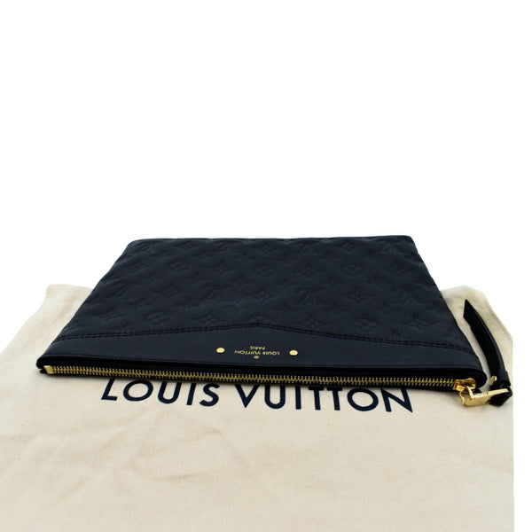 LOUIS VUITTON Daily Pouch Monogram Embossed Leather Clutch Bag Black