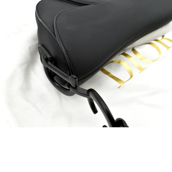 CHRISTIAN DIOR Saddle Leather Satchel Bag Black