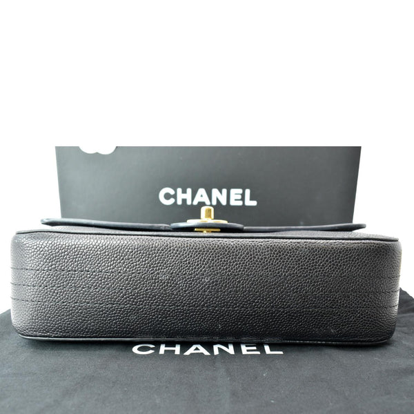 CHANEL Classic Medium Double Flap Caviar Leather Shoulder Bag Black