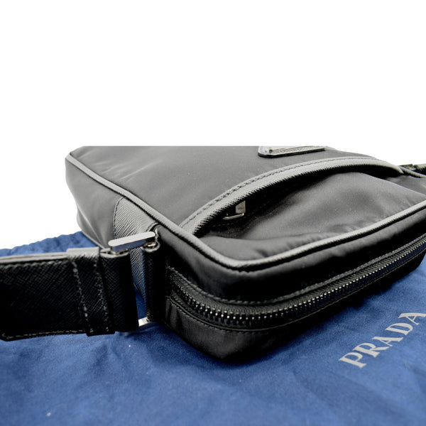 PRADA Re-Nylon Saffiano Leather Crossbody Bag Black
