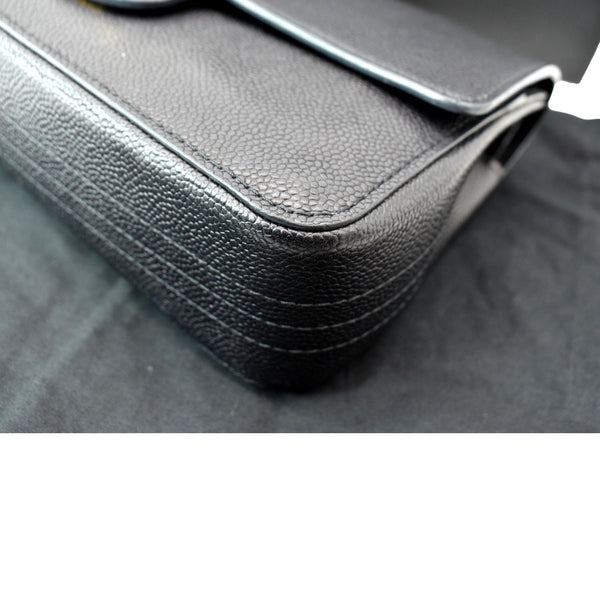 CHANEL Classic Medium Double Flap Caviar Leather Shoulder Bag Black