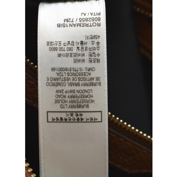 Burberry Logo Medium Embossed Leather Tote Bag in Tan - Tag Backside