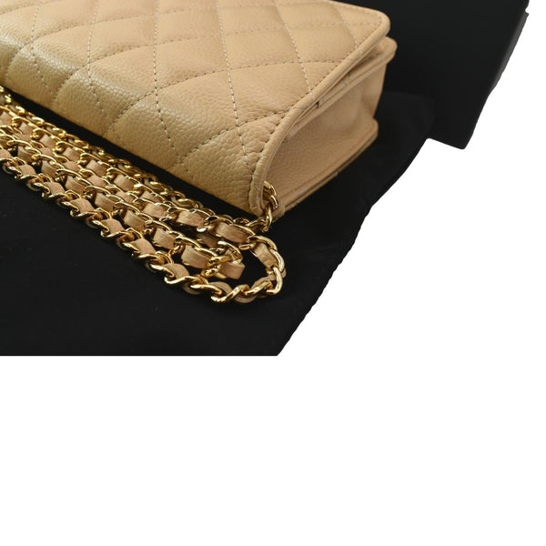 CHANEL CC WOC Leather Wallet On Chain Crossbody Bag Camel