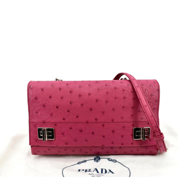PRADA Leather Chain Shoulder Bag Pink BT0992