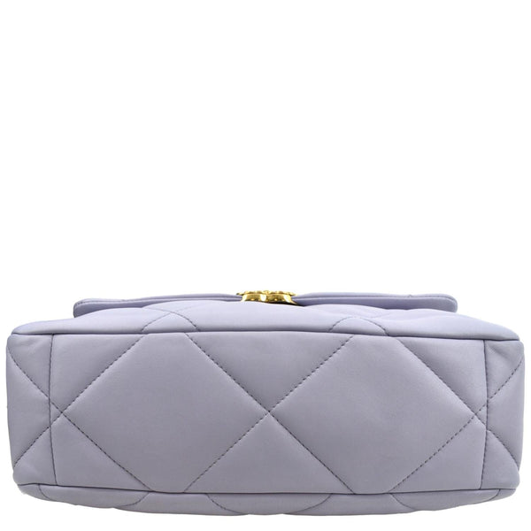 CHANEL 19 Large Flap Quilted Lambskin Leather Shoulder Bag Violet