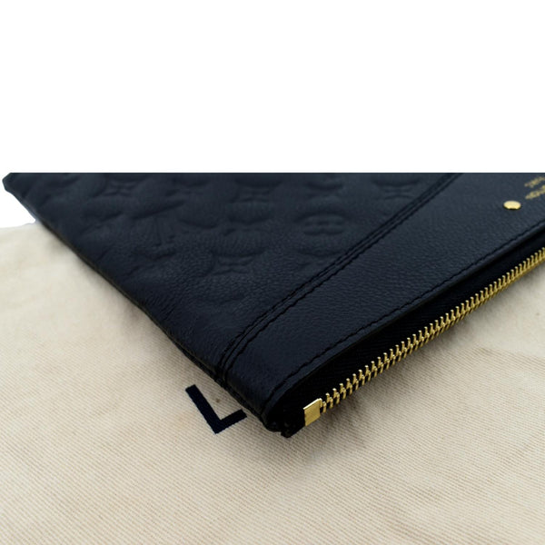 LOUIS VUITTON Daily Pouch Monogram Embossed Leather Clutch Bag Black