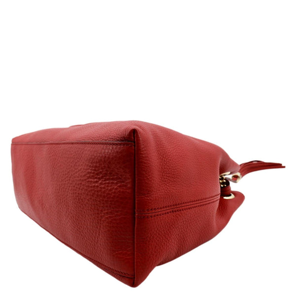 GUCCI Soho Pebbled Leather Chain Shoulder Bag Red 308982