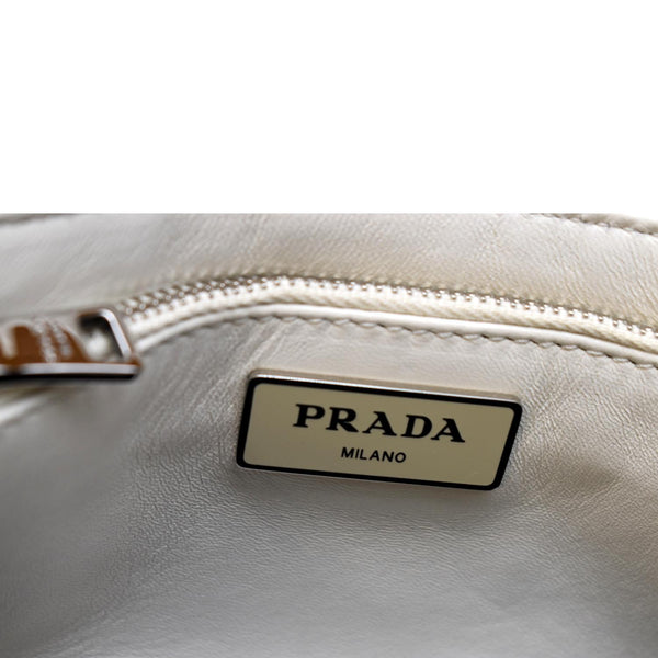 Prada Borsa Pocket Con Nappa Leather Shoulder Bag White - Stamp