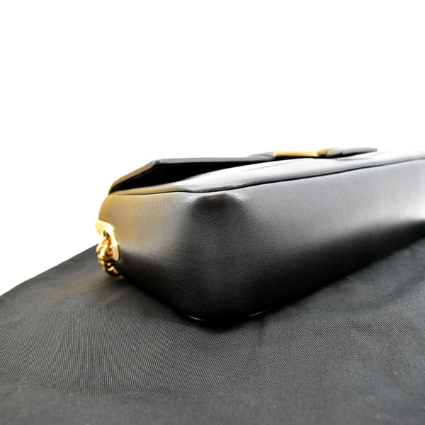 FENDI Baguette Mini Lambskin Leather Chain Shoulder Bag Black