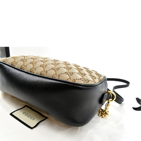 GUCCI GG Marmont Small Matelasse Canvas Leather Crossbody Bag Beige 447632