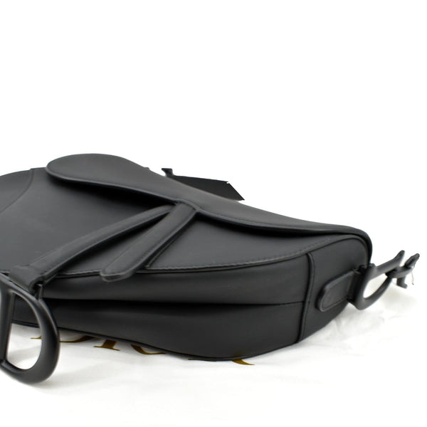 CHRISTIAN DIOR Saddle Leather Satchel Bag Black