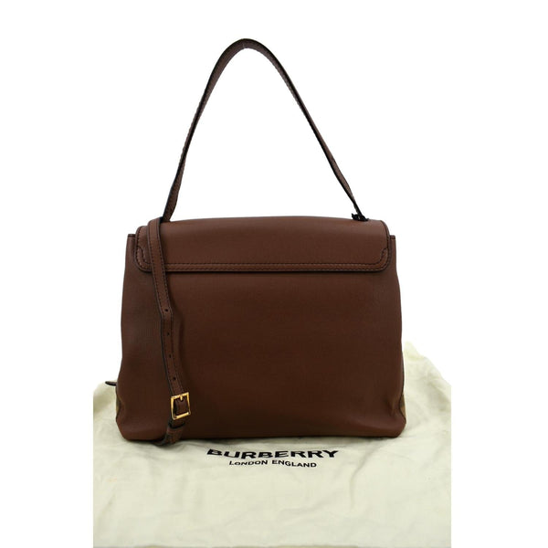 BURBERRY Derby House Check Leather Tote Shoulder Bag Dusty Pink