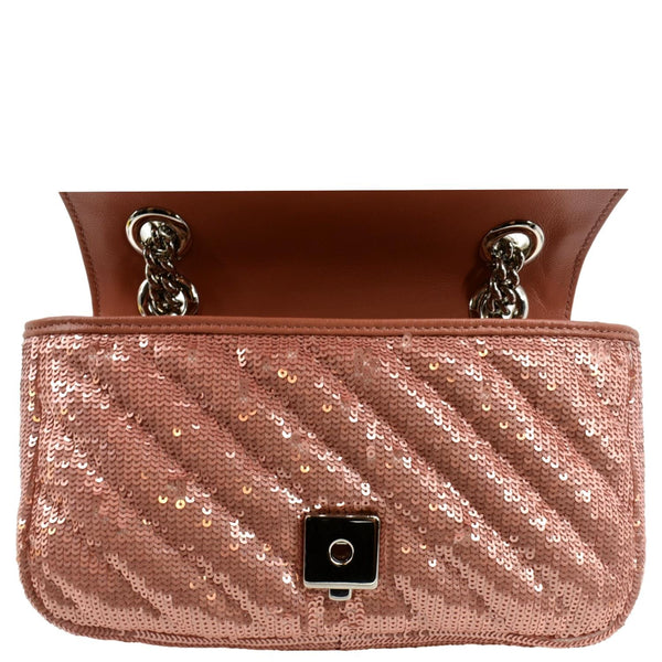 GUCCI GG Mini Marmont Sequin Shoulder Bag Pink 446744