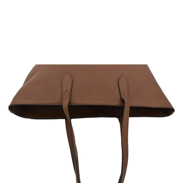 Burberry Logo Medium Embossed Leather Tote Bag in Tan - Top