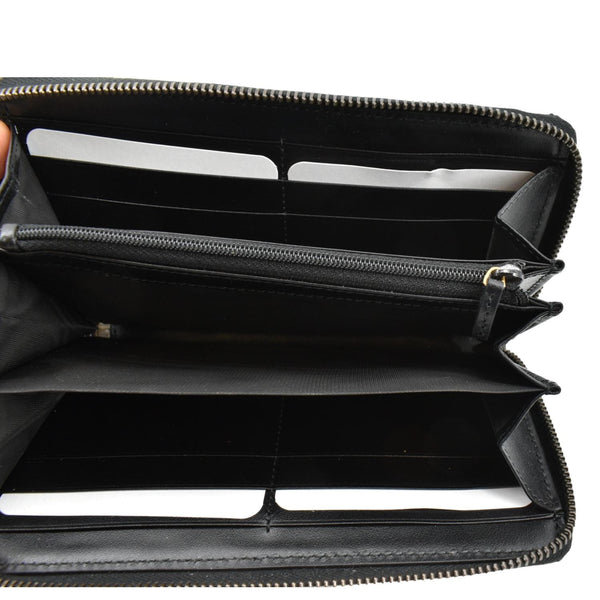 GUCCI GG Marmont Matelasse Chevron Leather Zip Around Wallet Black 443123