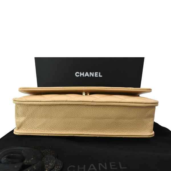 CHANEL CC WOC Leather Wallet On Chain Crossbody Bag Camel
