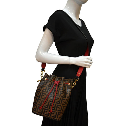FENDI Mon Tresor Drawstring FF Canvas Bucket Bag Multicolor