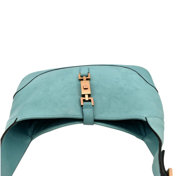 GUCCI Jackie Leather Hobo Bag Turquoise 00963