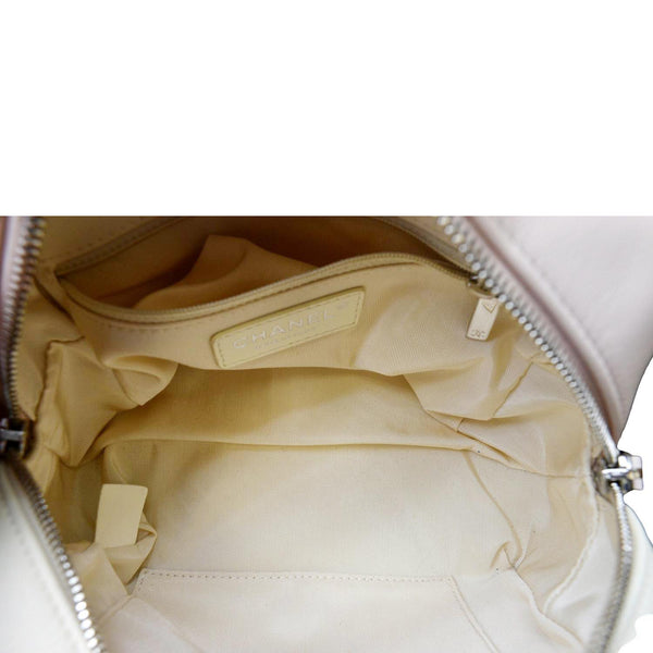 CHANEL Feather Weight Quilted Calfskin Bowling Bag Ivory