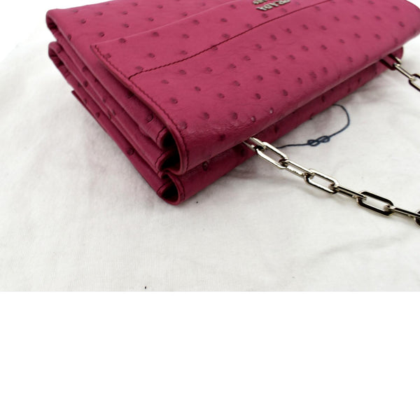 PRADA Leather Chain Shoulder Bag Pink BT0992