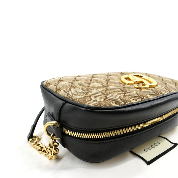 GUCCI GG Marmont Small Matelasse Canvas Leather Crossbody Bag Beige 447632