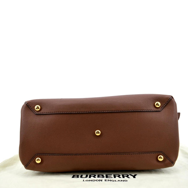 BURBERRY Derby House Check Leather Tote Shoulder Bag Dusty Pink