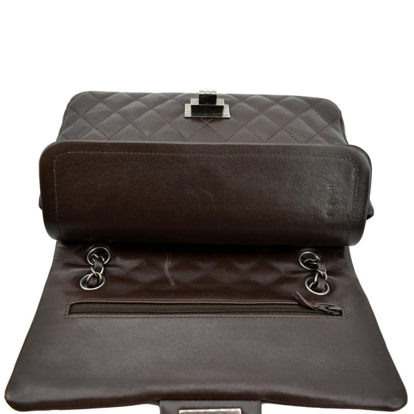 CHANEL Reissue Double Flap Leather Shoulder Bag Brown