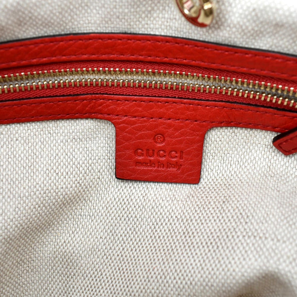 GUCCI Soho Pebbled Leather Chain Shoulder Bag Red 308982