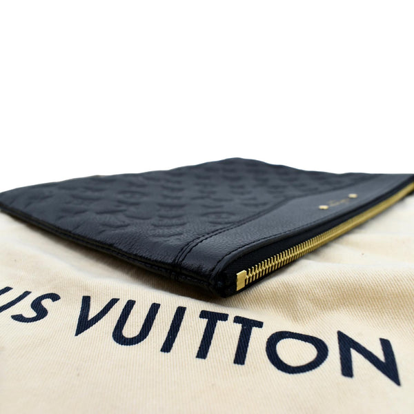 LOUIS VUITTON Daily Pouch Monogram Embossed Leather Clutch Bag Black