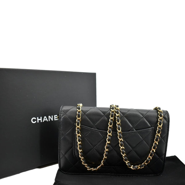 CHANEL CC WOC Calfskin Leather Wallet On Chain Crossbody Bag Black