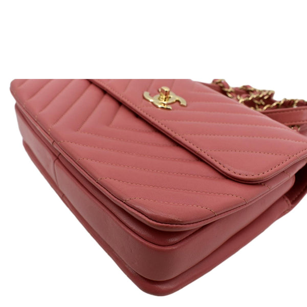 CHANEL Trendy CC Chevron Top Handle Flap Shoulder Bag Light Pink