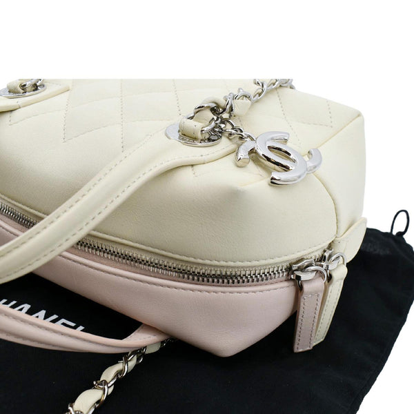 CHANEL Feather Weight Quilted Calfskin Bowling Bag Ivory