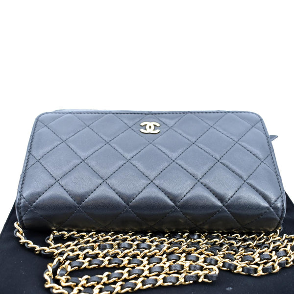 CHANEL CC WOC Calfskin Leather Wallet On Chain Crossbody Bag Black