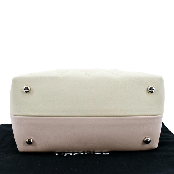 CHANEL Feather Weight Quilted Calfskin Bowling Bag Ivory