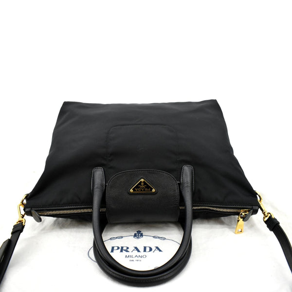 PRADA Tessuto Nylon & Saffiano Leather Tote Bag Black BN2541