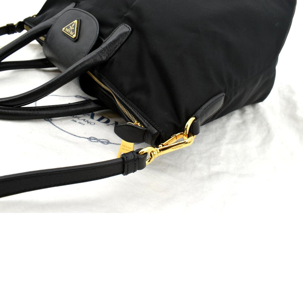 PRADA Tessuto Nylon & Saffiano Leather Tote Bag Black BN2541
