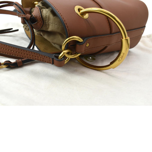 CHLOE Roy Small Calfskin Leather Bucket Shoulder Bag Brown