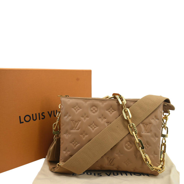 LOUIS VUITTON Coussin PM Monogram Embossed Shoulder Bag Camel