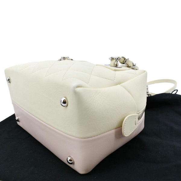 CHANEL Feather Weight Quilted Calfskin Bowling Bag Ivory