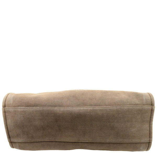 CHANEL Extra Large Deauville Canvas Tote Shoulder Bag Beige