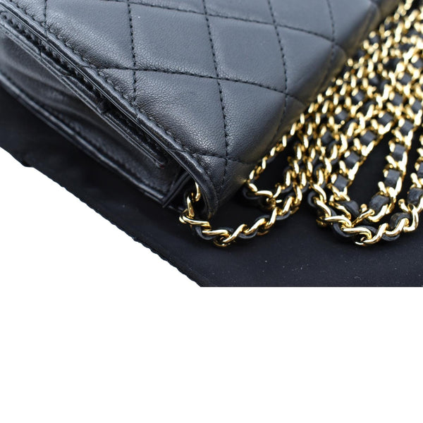 CHANEL CC WOC Calfskin Leather Wallet On Chain Crossbody Bag Black