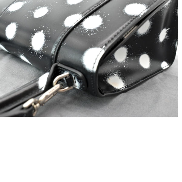 BALENCIAGA Women Hourglass Polka Dot Leather Tote Shoulder Bag Black