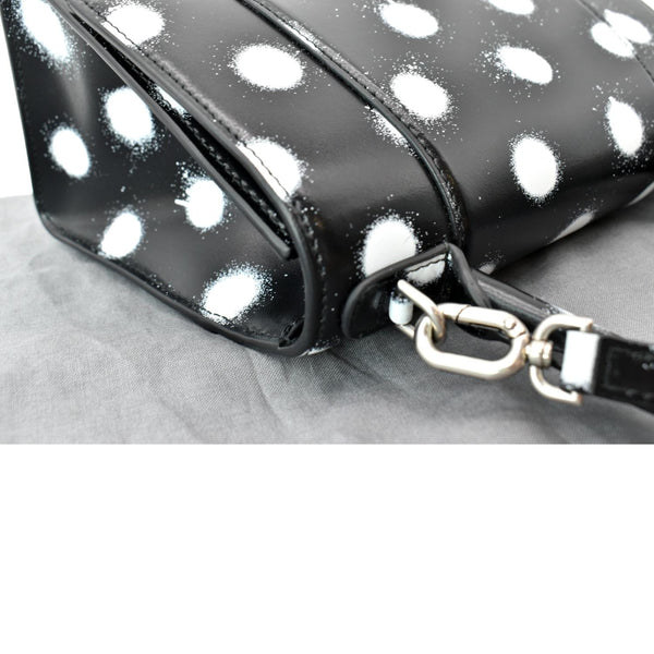 BALENCIAGA Women Hourglass Polka Dot Leather Tote Shoulder Bag Black